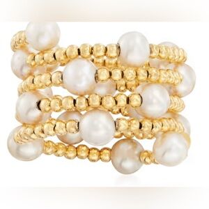 Ross Simons 4-5mm Cultured Pearl Adjustable Beaded Wrap Ring in 14kt Yellow Gold